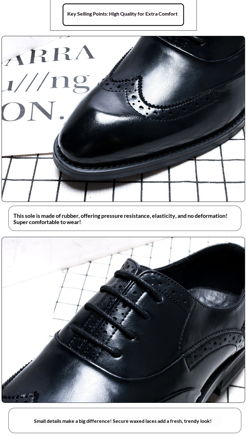 WalkPrime 2024 Novo modelo British Brogue Casual Moderno Respirável e Elegante em Couro com Bico Fino para Negócios Formais_voghion.com