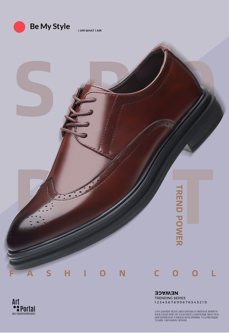 Zapatos WalkPrime New Brogue de cuero estilo británico, informales, formales y transpirables para hombre._voghion.com