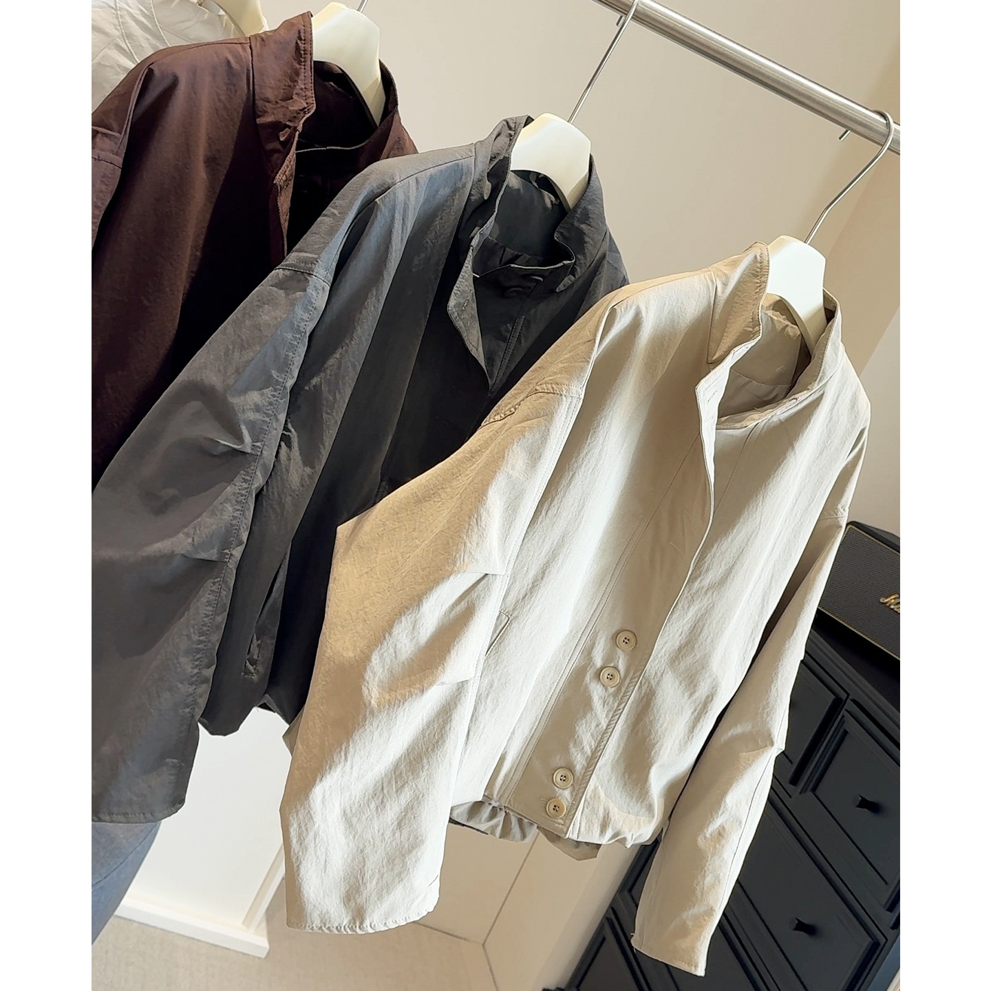 2025 Autumn Winter Petite Top Women's Clothing Korean Elegant Workwear Loose Stand Collar Jacket Boyfriend Style Short Coat_voghion.com