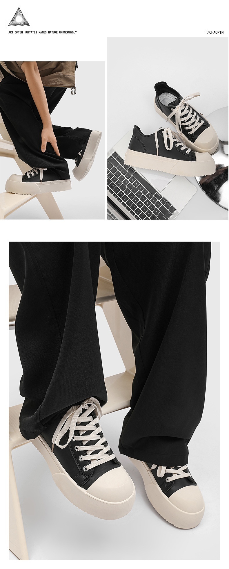 Voyage Big Head Derby Herren-Sneaker, atmungsaktiv, mit dicker Sohle und optischer Erhöhung, vielseitig und ideal für den Herbst, Nischendesign_voghion.com