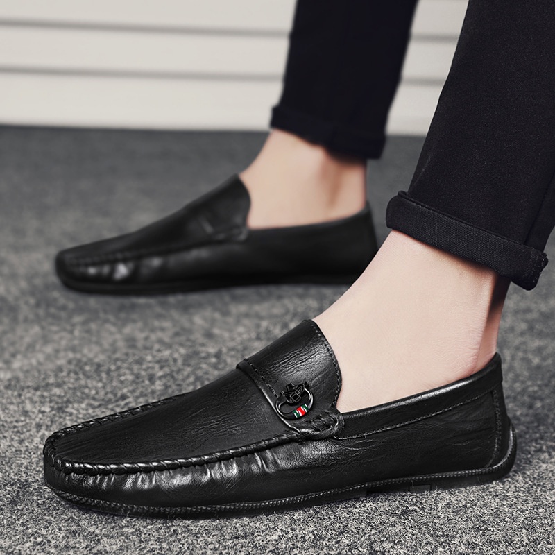 Voyage Voyage Mocasines informales británicos de estilo coreano sin cordones para conducir en verano, zapatos de hombre a la moda, transpirables y cómodos al por mayor_voghion.com