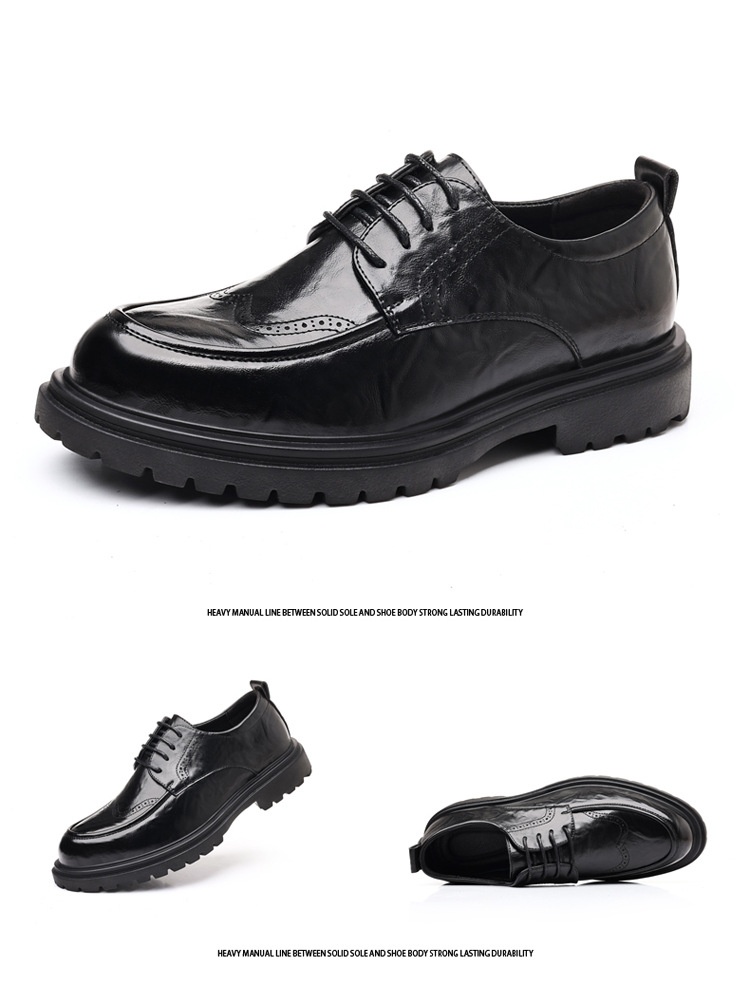 WalkPrime Leather New Business Formal British Style Casual Brogue Black Men's Live Wedding Groom Shoes_voghion.com