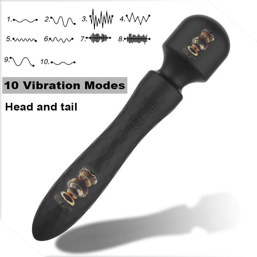Eros Lab AV Stick Masturbateur vibrant double tête pour femme, 10 vitesses de vibration puissante, orgasme instantané, sextoy stimulant le point G_voghion.com