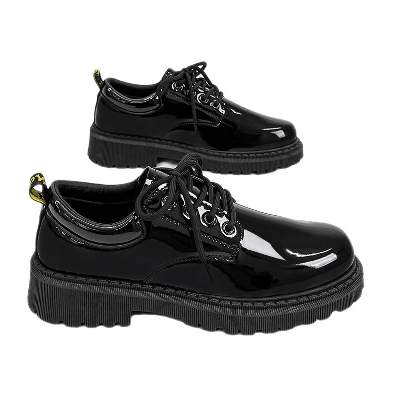 Chaussures Voyage New Korean Style tendance, polyvalentes et élégantes pour hommes, à lacets, décontractées, en cuir noir, style britannique, pour jeunes._voghion.com