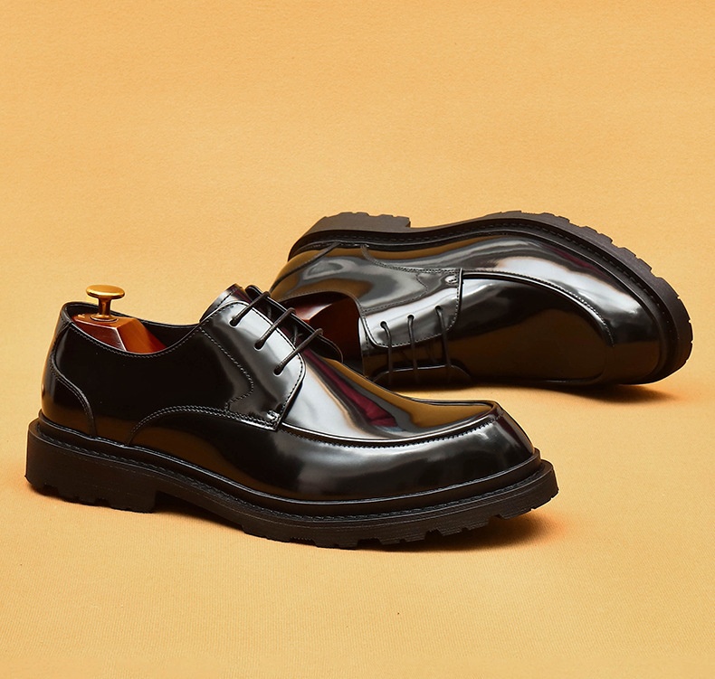 Voyage Voyage Cross-Border Men's Genuine Formal British Derby Patent Leather Glossy Business Shoes_voghion.com