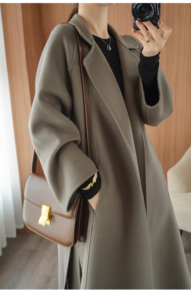 Women's Clothing Double-Sided Cashmere Coat For Women, Mid-Length, Over-The-Knee, Loose Fit, Plus Size Woolen Coat, Autumn Winter_voghion.com