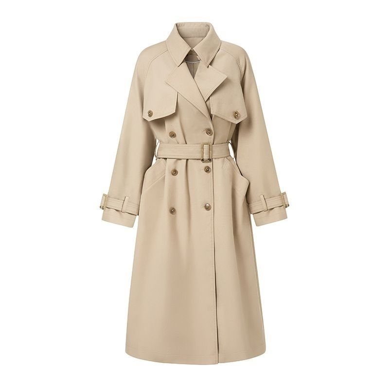 Women's Clothing Women's Coat Mid-Length 2025 Spring And Autumn Small Size Detective Costume British Style Nude Color Windbreaker_voghion.com