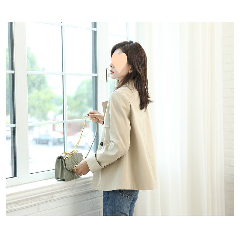 Damenjacke 2025 Neuer Stil Kurz Locker Vielseitig Lässig Herbst Petite Trenchcoat_voghion.com