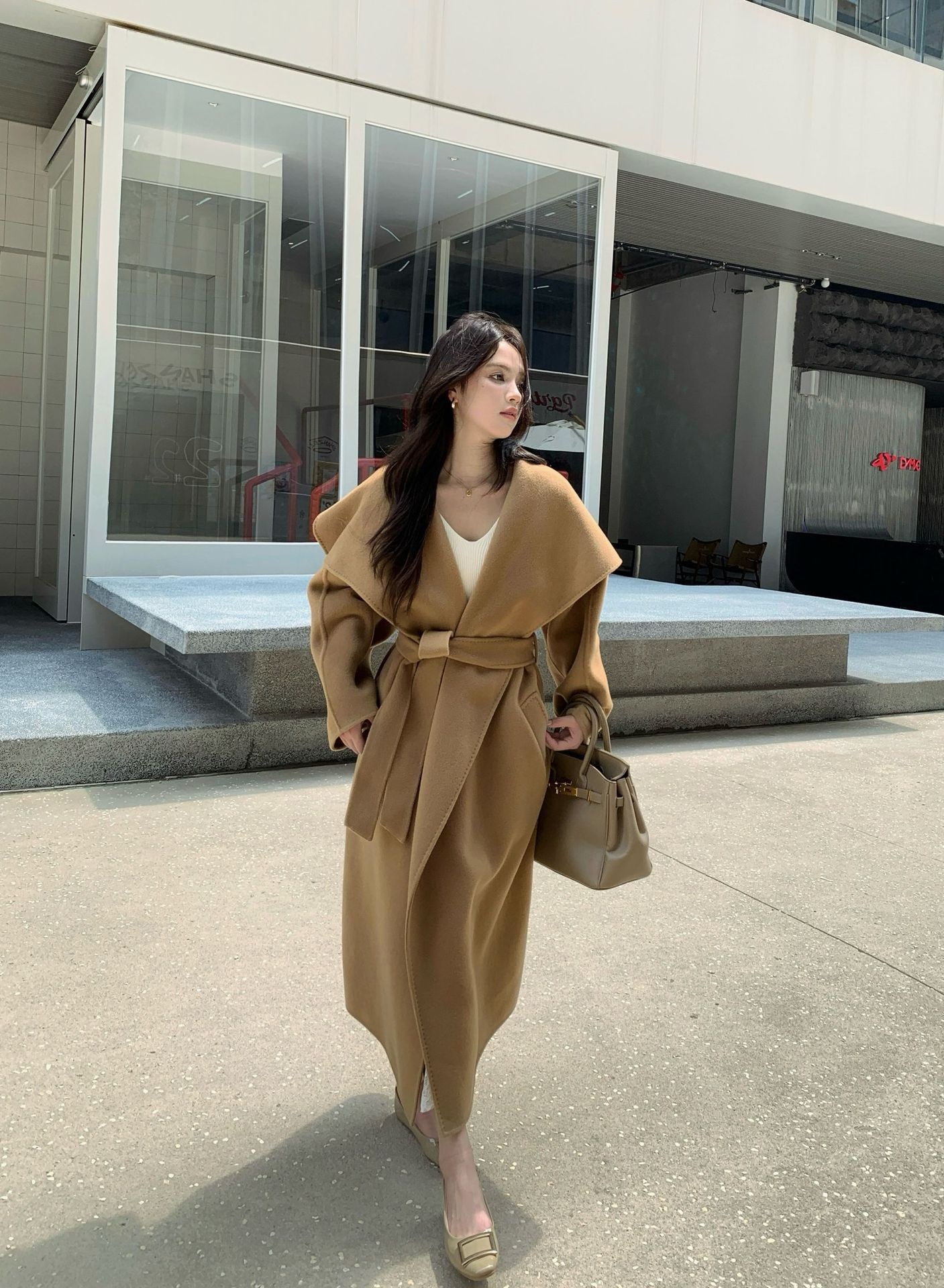 Abbigliamento donna Abbigliamento donna Daye CHI2025 Cappotto di lana double face con risvolto largo e stile pigro autunno inverno Giacca di lana color cammello_voghion.com