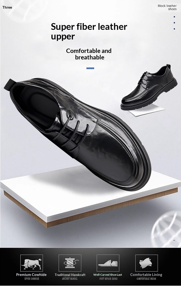 Scarpe da lavoro in pelle lucida con suola morbida WalkPrime, stile britannico, casual, da uomo, primaverili, con lacci_voghion.com