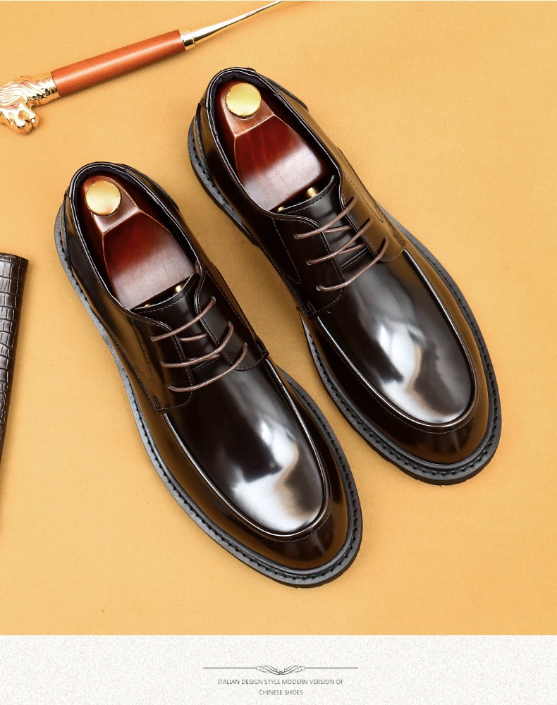 Voyage Voyage Cross-Border Men's Genuine Formal British Derby Patent Leather Glossy Business Shoes_voghion.com