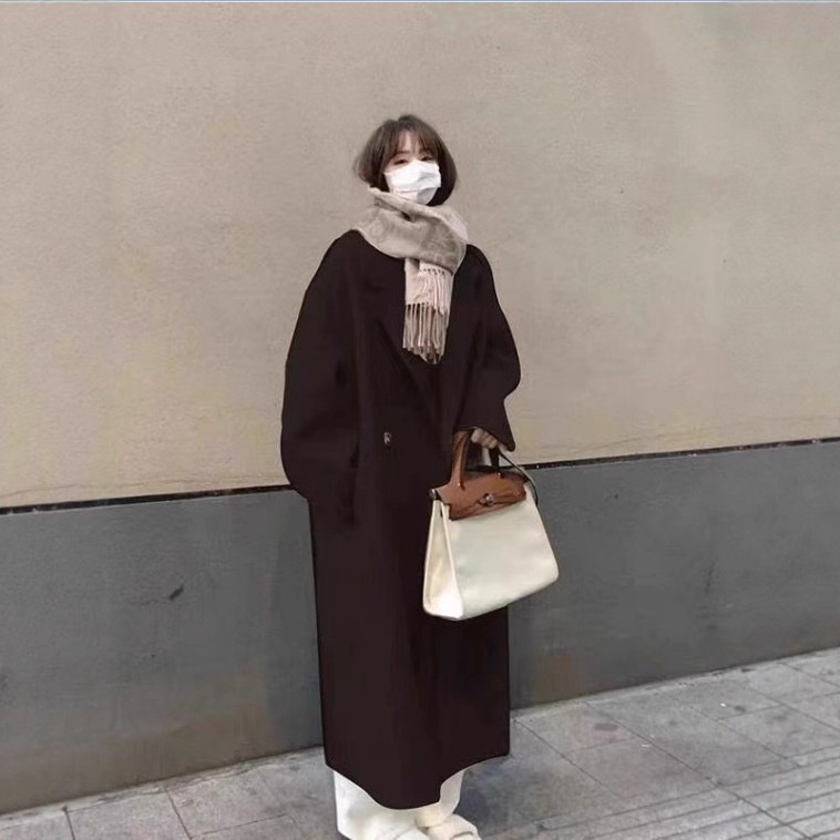 Damenbekleidung Herbst/Winter 2025: Lässiger, dicker, doppelseitiger Wollmantel, lange Damenjacke, weicher Stil, vielseitig_voghion.com