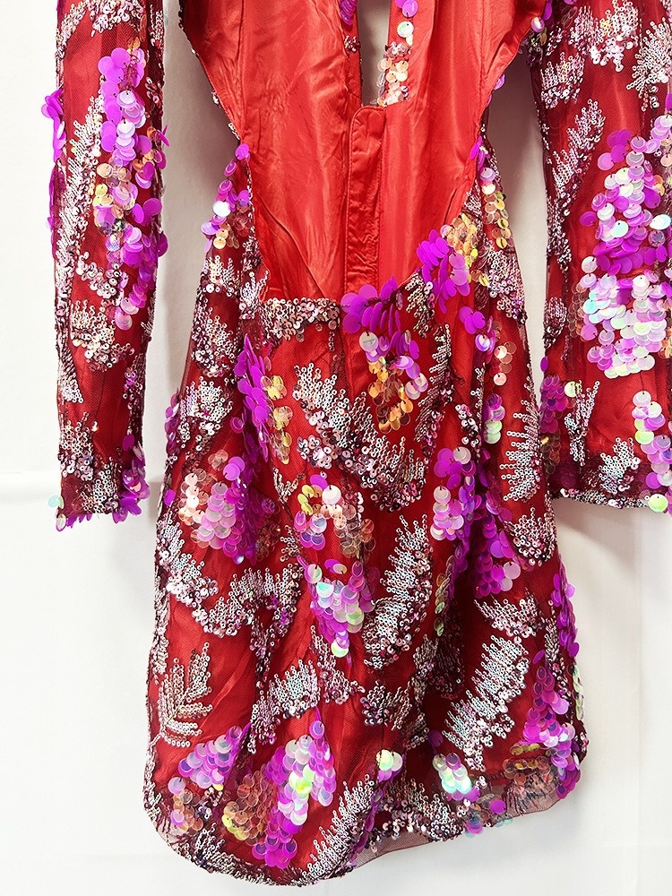 ChicShe ChicShe ChicShe Elegant Sexy Evening 2025 New European And American Style Socialite Party Sequin Long Sleeve Hollow Out Bodycon Dress_voghion.com