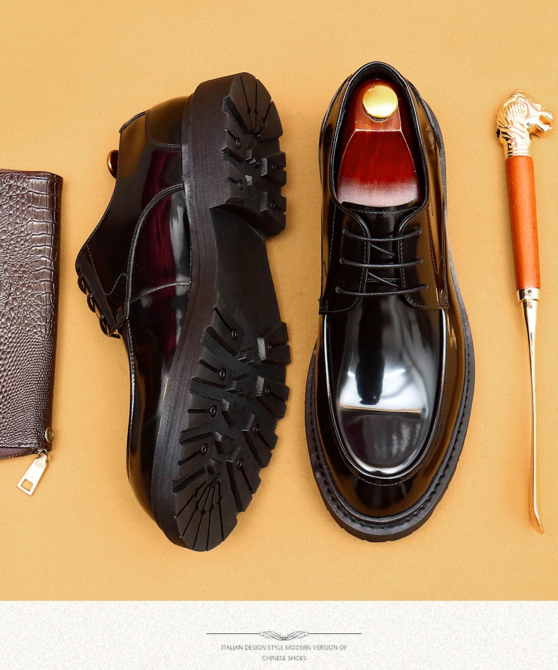 Voyage Voyage Cross-Border Men's Genuine Formal British Derby Patent Leather Glossy Business Shoes_voghion.com