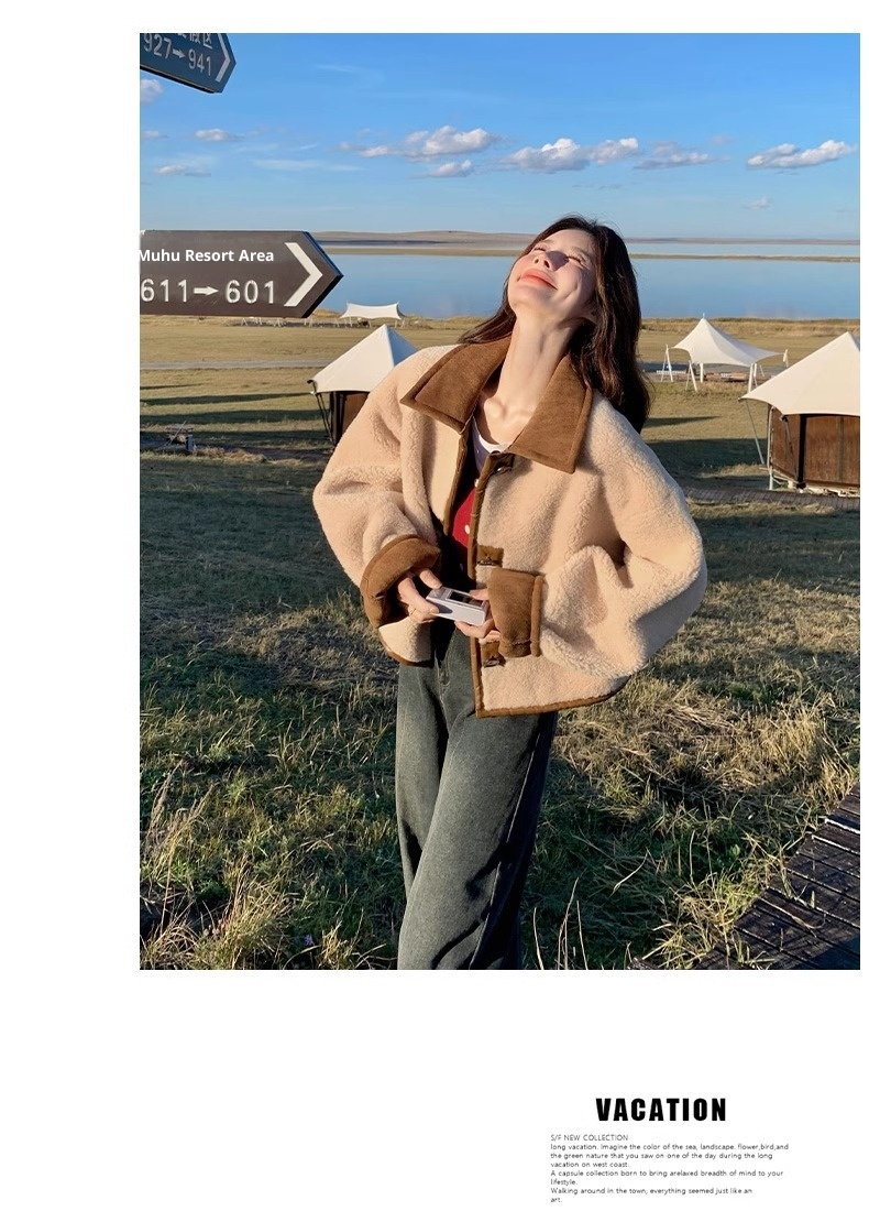 Women's Clothing Women's Reversible Sheepskin Coat Women, Autumn 2025 New Thickened Short Suede Coat For Early Winter_voghion.com