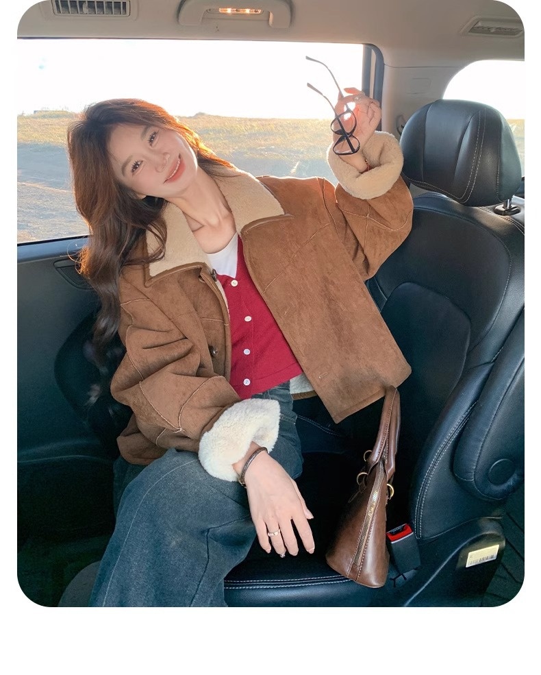 Women's Clothing Women's Reversible Sheepskin Coat Women, Autumn 2025 New Thickened Short Suede Coat For Early Winter_voghion.com