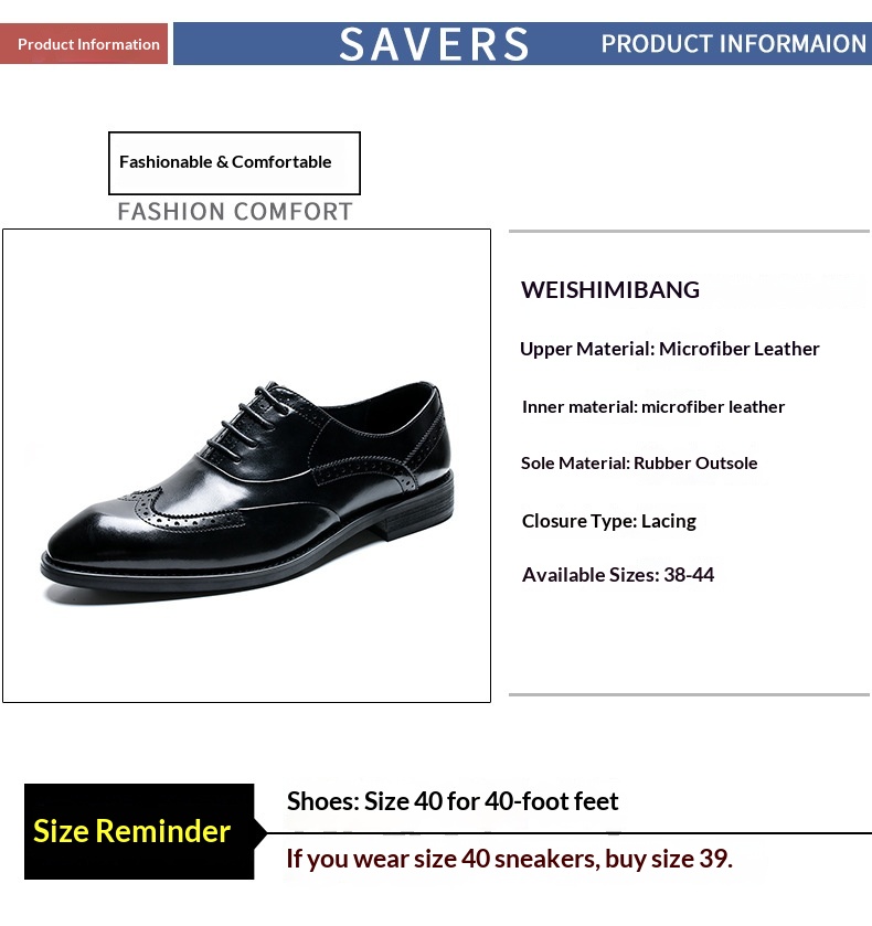 WalkPrime 2024 Novo modelo British Brogue Casual Moderno Respirável e Elegante em Couro com Bico Fino para Negócios Formais_voghion.com