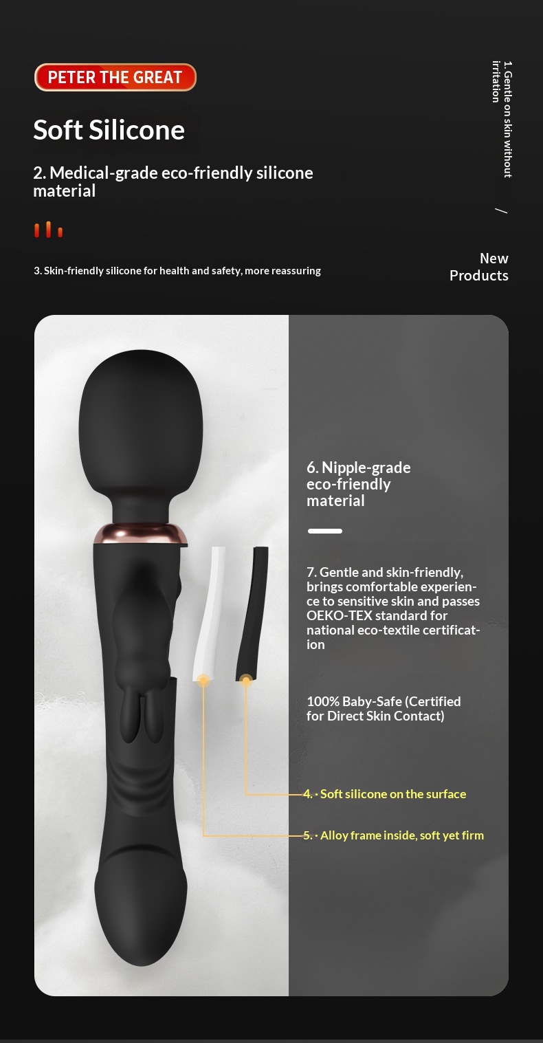 Eros Lab CBaby Peter Vibratore a tre teste con orecchie di coniglio, vibratore a due teste a 3 punti, masturbatore femminile, giocattolo per adulti con punto G e clitoride_voghion.com