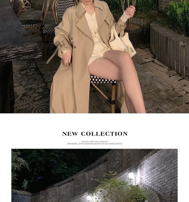 Women's Clothing Women's Coat Mid-Length 2025 Spring And Autumn Small Size Detective Costume British Style Nude Color Windbreaker_voghion.com