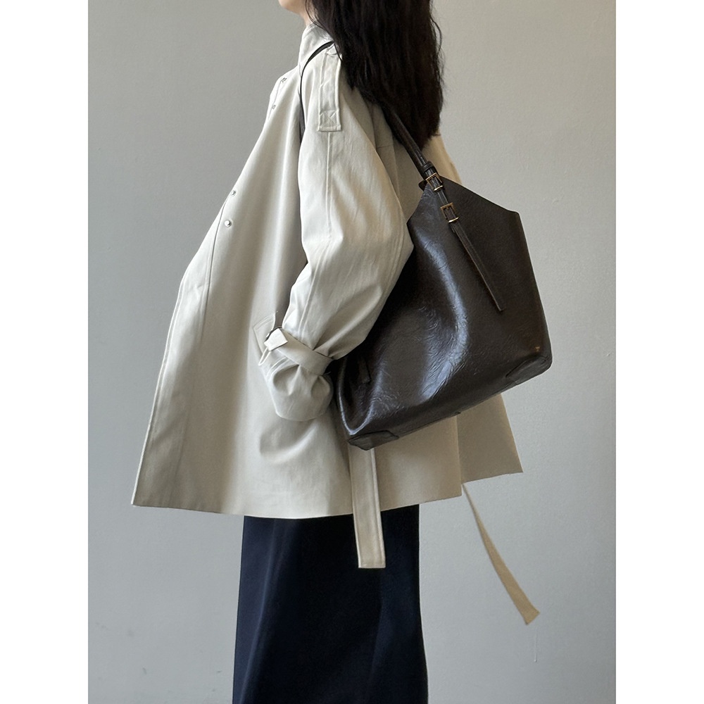 Women's Clothing Women's Clothing Yanshuang British Style Stand Collar Trench Women, Loose Casual Tie Waist Short Coat For Autumn 82585_voghion.com