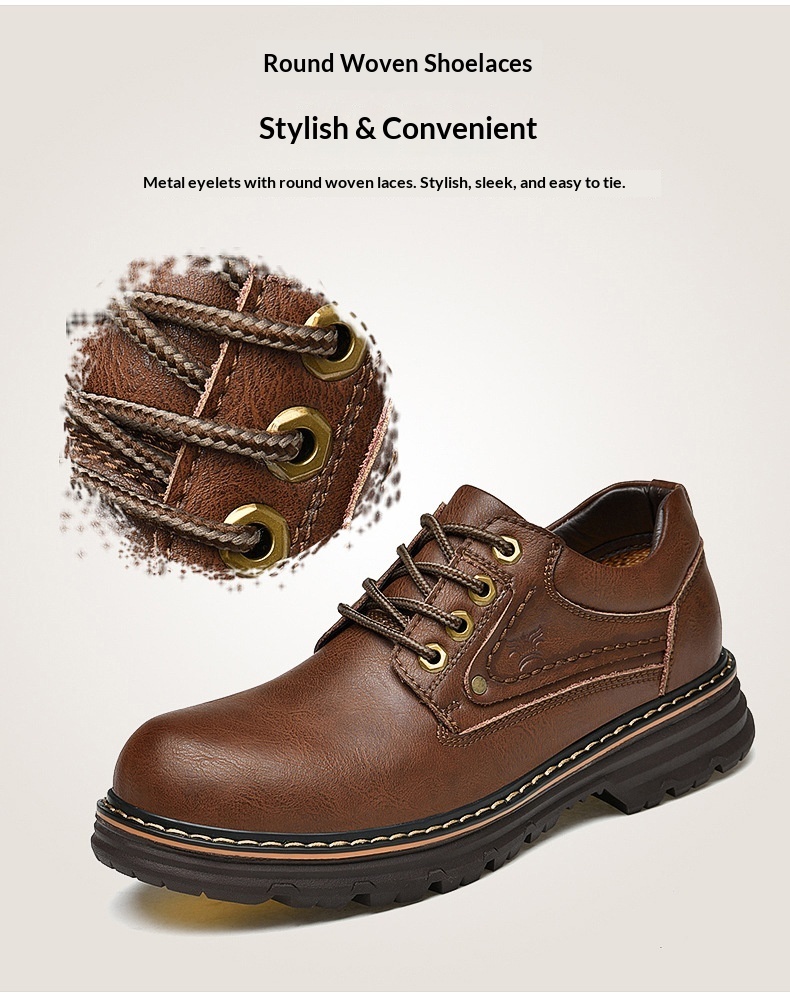 Chaussures de travail d'extérieur WalkPrime en cuir véritable de vachette, transfrontalières européennes et américaines, avec large embout de sécurité, résistantes à l'usure et antidérapantes._voghion.com