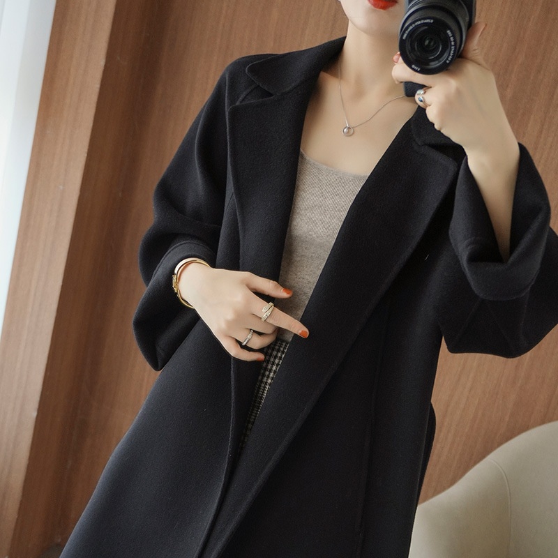 Women's Clothing Double-Sided Cashmere Coat For Women, Mid-Length, Over-The-Knee, Loose Fit, Plus Size Woolen Coat, Autumn Winter_voghion.com