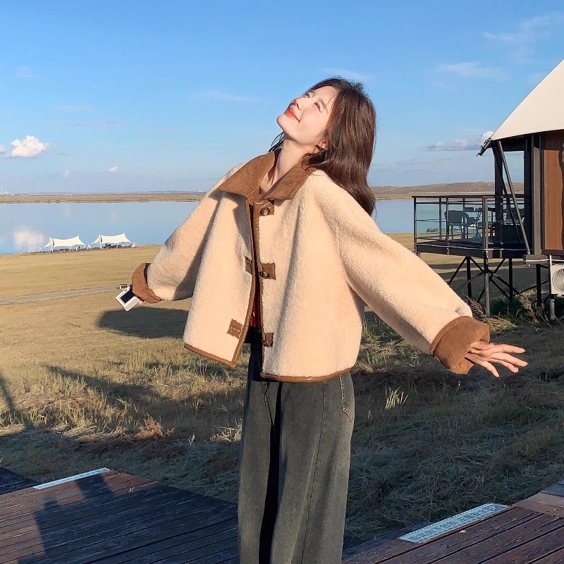 Women's Clothing Women's Reversible Sheepskin Coat Women, Autumn 2025 New Thickened Short Suede Coat For Early Winter_voghion.com