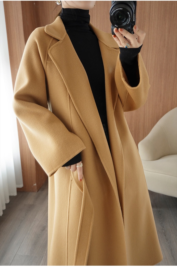 Women's Clothing Double-Sided Cashmere Coat For Women, Mid-Length, Over-The-Knee, Loose Fit, Plus Size Woolen Coat, Autumn Winter_voghion.com