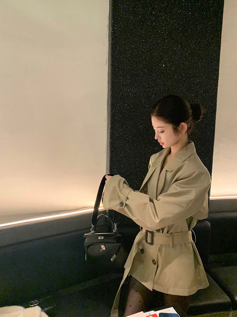 2025 Spring And Autumn New British Style Petite Waist-Cinching Elegant Short Coat For Women Korean High-End Trench Women's Clothing_voghion.com