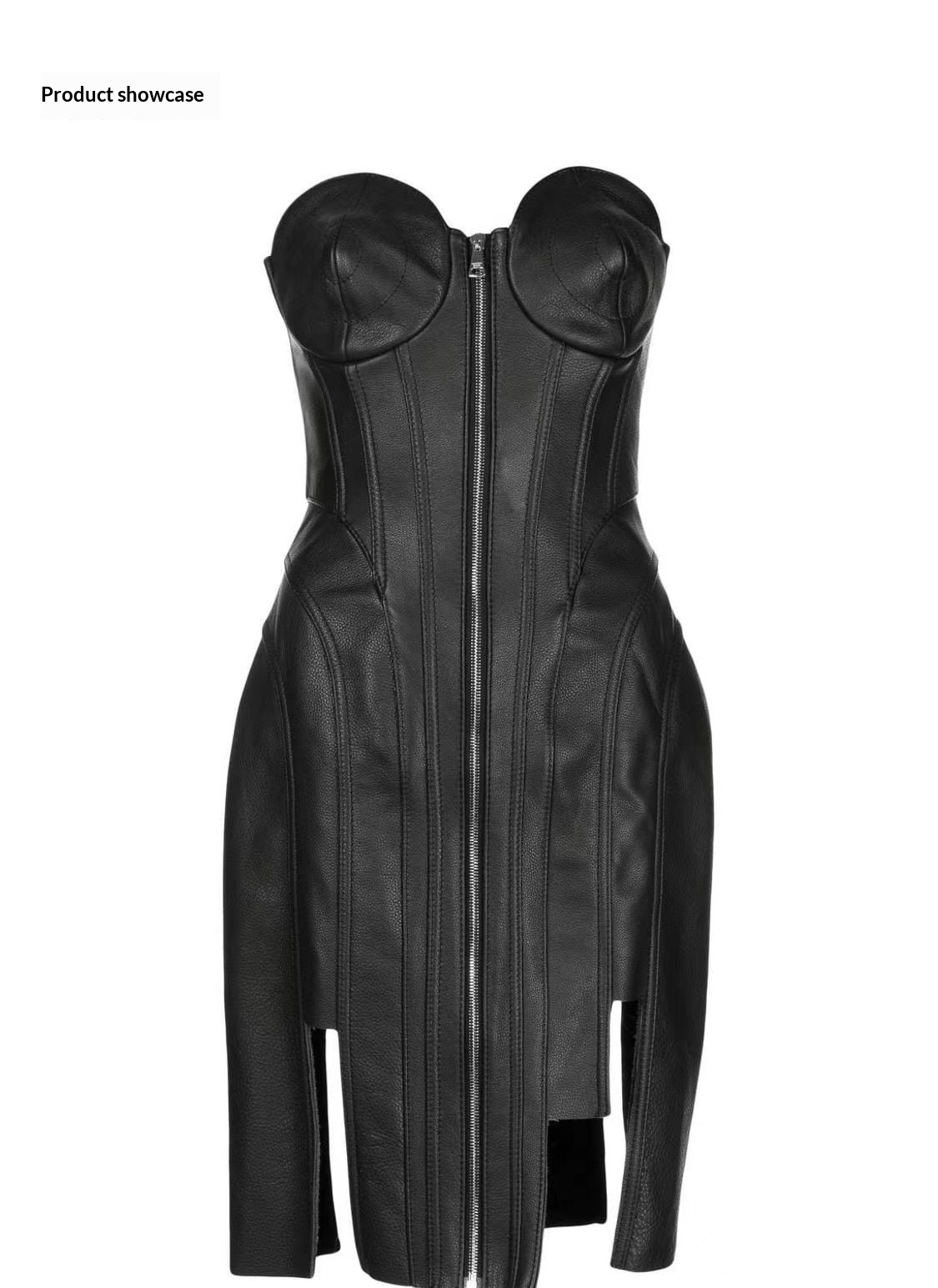 ChicShe ChicShe Haut tube noir moulant en cuir PU pour femme, style européen et américain, robe de soirée élégante et fuselée, best-seller_voghion.com