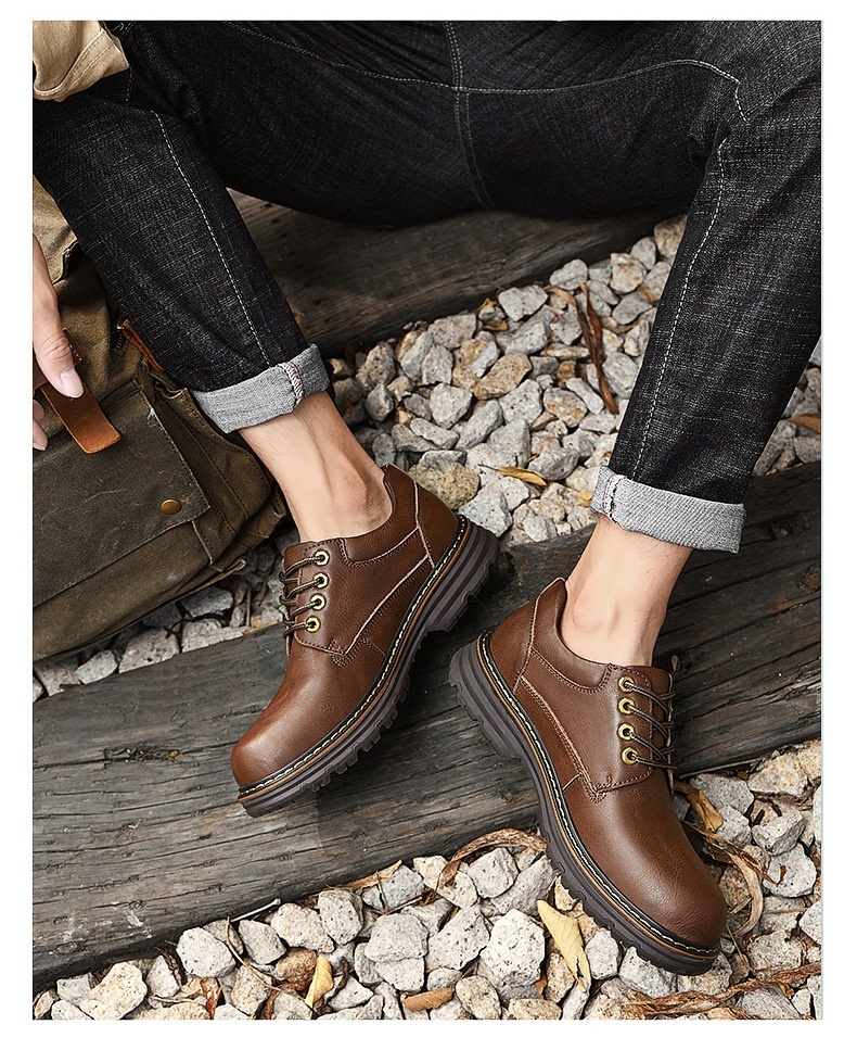 Chaussures de travail d'extérieur WalkPrime en cuir véritable de vachette, transfrontalières européennes et américaines, avec large embout de sécurité, résistantes à l'usure et antidérapantes._voghion.com