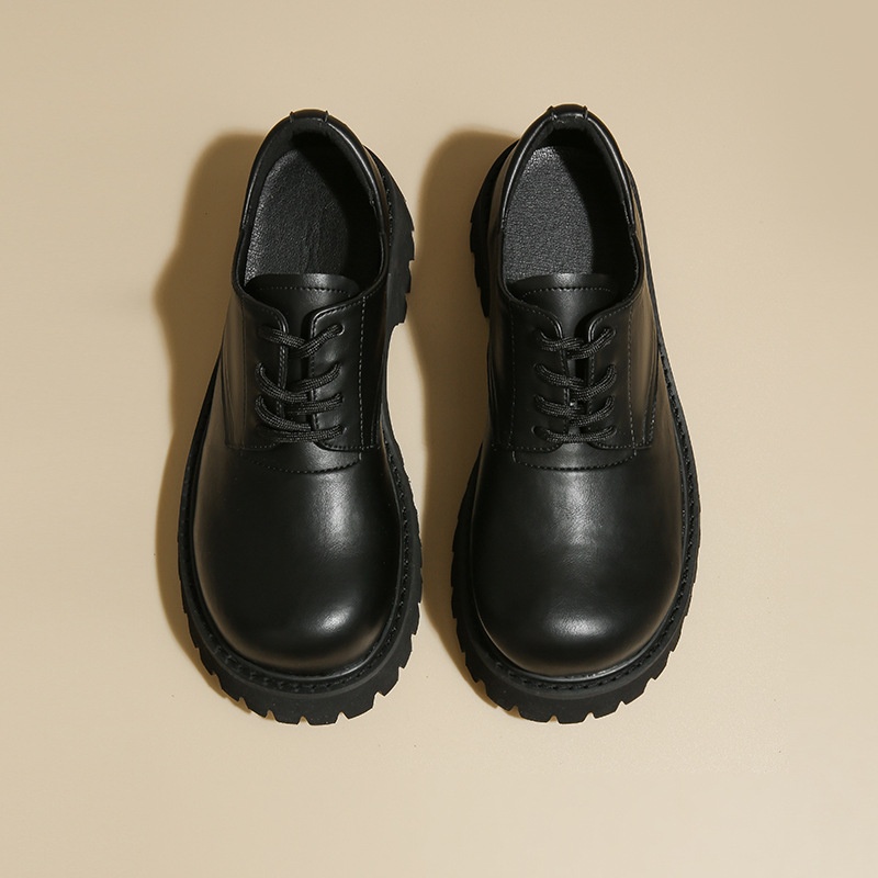 Voyage Voyage Britischer Stil Leder 2025 Frühling Herbst Unisex Runde Zehenpartie Schnürschuhe Retro Derby Loafer Dicke Sohle Bequem_voghion.com