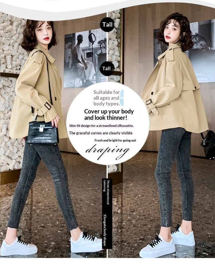 Women's Clothing Elegant Short Trench Coat For Women Korean Style Suit Collar Long Sleeve Top 2024 Spring Autumn New Loose Casual Jacket_voghion.com
