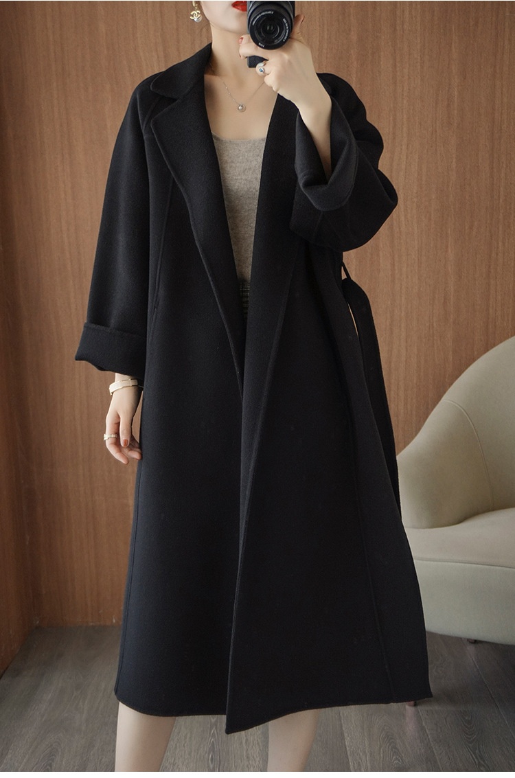 Women's Clothing Double-Sided Cashmere Coat For Women, Mid-Length, Over-The-Knee, Loose Fit, Plus Size Woolen Coat, Autumn Winter_voghion.com