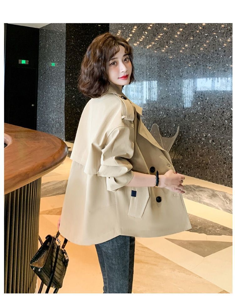 Women's Clothing Elegant Short Trench Coat For Women Korean Style Suit Collar Long Sleeve Top 2024 Spring Autumn New Loose Casual Jacket_voghion.com