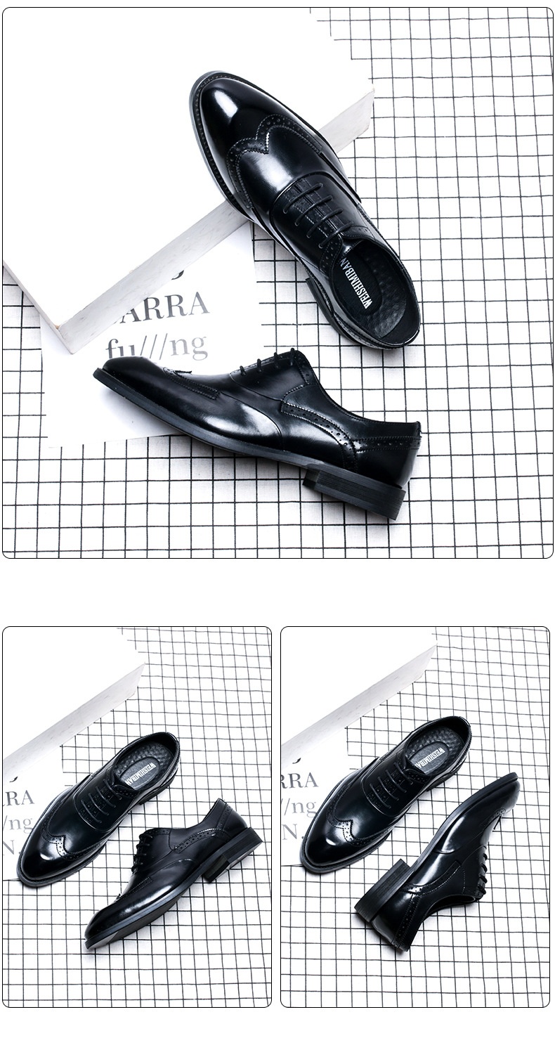 WalkPrime 2024 Novo modelo British Brogue Casual Moderno Respirável e Elegante em Couro com Bico Fino para Negócios Formais_voghion.com