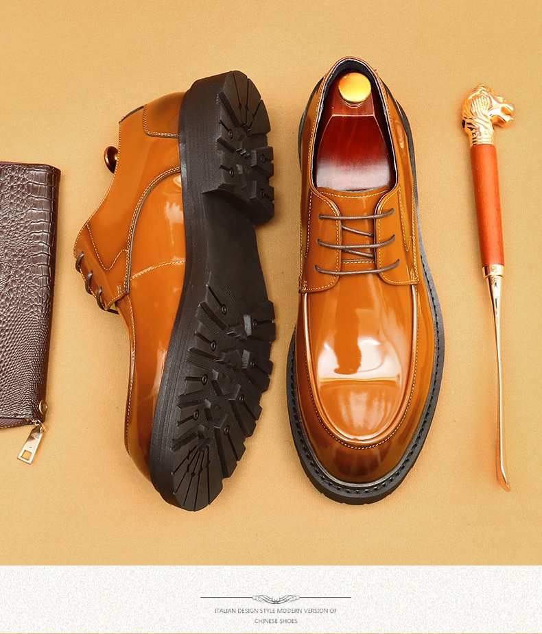 Voyage Voyage Cross-Border Men's Genuine Formal British Derby Patent Leather Glossy Business Shoes_voghion.com