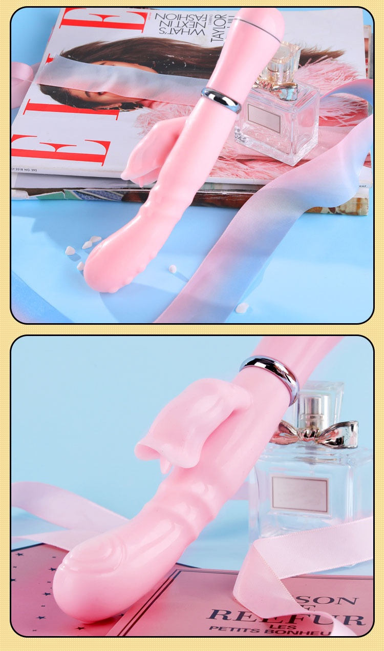 Eros Lab Female Use Passionate Frequency Rabbit Vibrator Tongue Licking Dual Shock AV Stick Rechargeable Massager_voghion.com