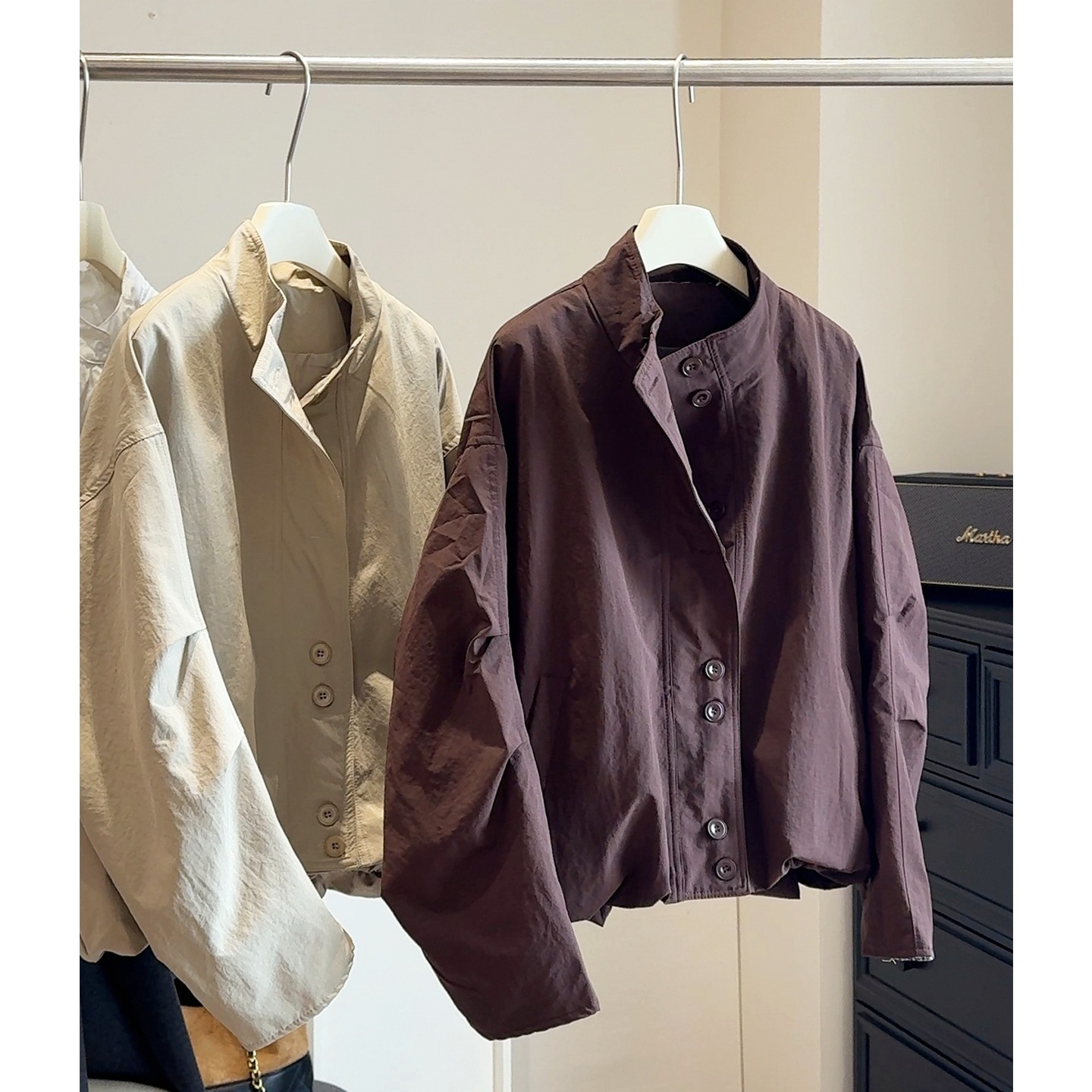 2025 Autumn Winter Petite Top Women's Clothing Korean Elegant Workwear Loose Stand Collar Jacket Boyfriend Style Short Coat_voghion.com