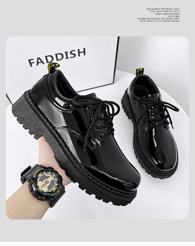 Chaussures Voyage New Korean Style tendance, polyvalentes et élégantes pour hommes, à lacets, décontractées, en cuir noir, style britannique, pour jeunes._voghion.com