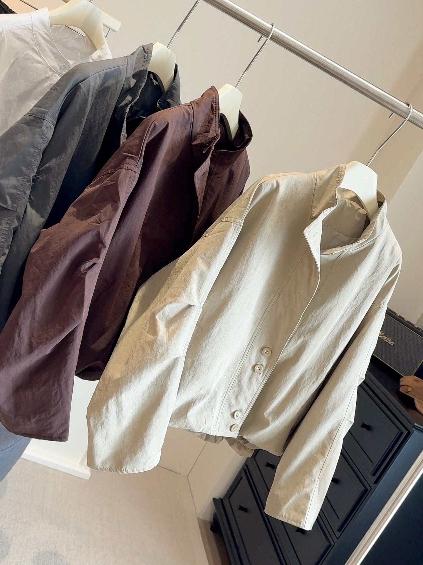 2025 Autumn Winter Petite Top Women's Clothing Korean Elegant Workwear Loose Stand Collar Jacket Boyfriend Style Short Coat_voghion.com