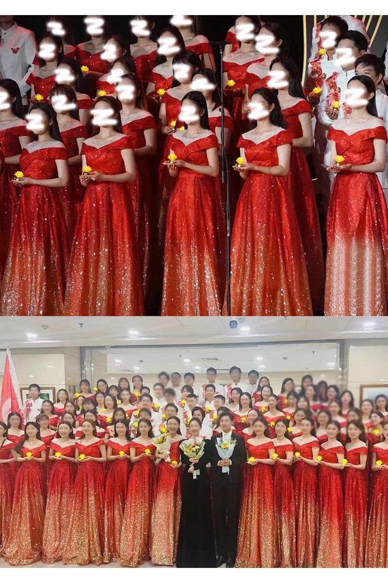 ChicShe ChicShe Performance Kostuum Koor Gastheer Dirigent Outfit Hoogwaardige Elegante Song Stage Rode Avondjurk_voghion.com