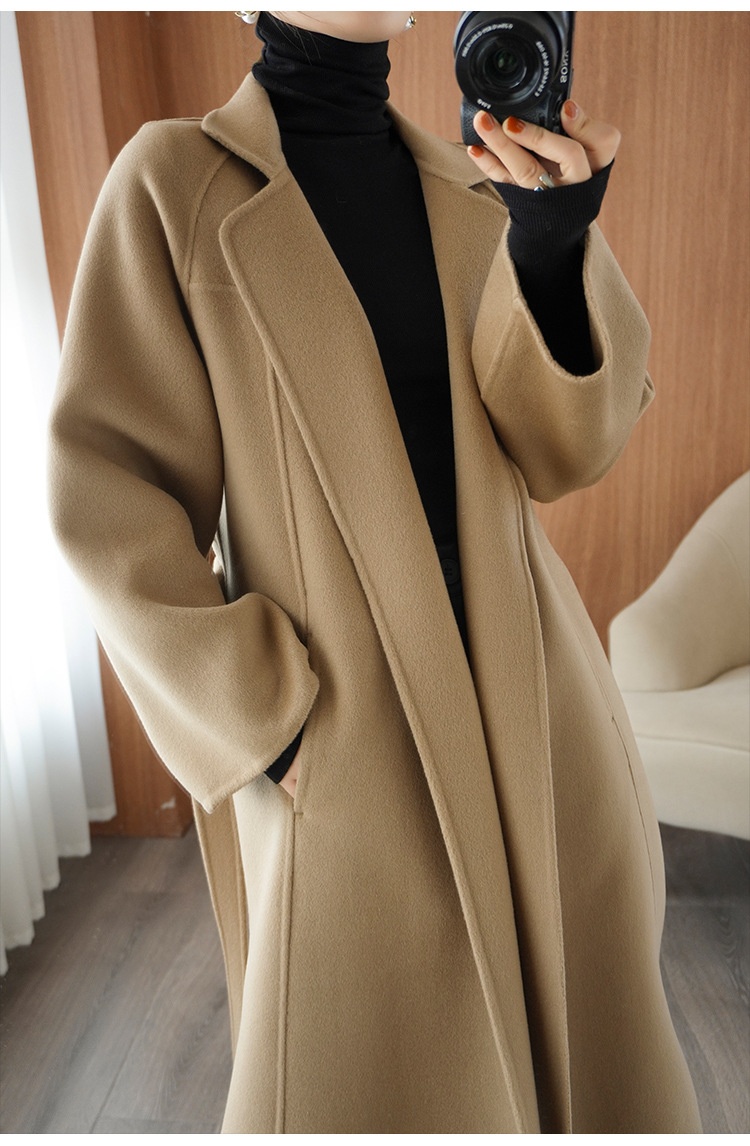 Women's Clothing Double-Sided Cashmere Coat For Women, Mid-Length, Over-The-Knee, Loose Fit, Plus Size Woolen Coat, Autumn Winter_voghion.com