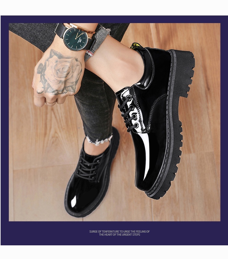 Chaussures Voyage New Korean Style tendance, polyvalentes et élégantes pour hommes, à lacets, décontractées, en cuir noir, style britannique, pour jeunes._voghion.com