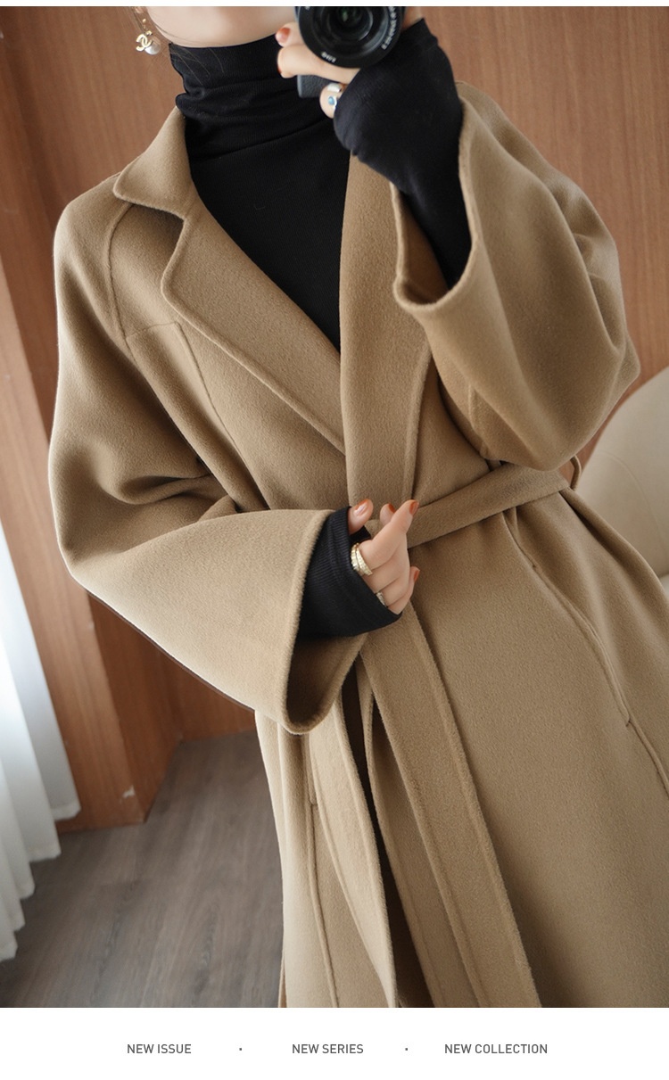Women's Clothing Double-Sided Cashmere Coat For Women, Mid-Length, Over-The-Knee, Loose Fit, Plus Size Woolen Coat, Autumn Winter_voghion.com