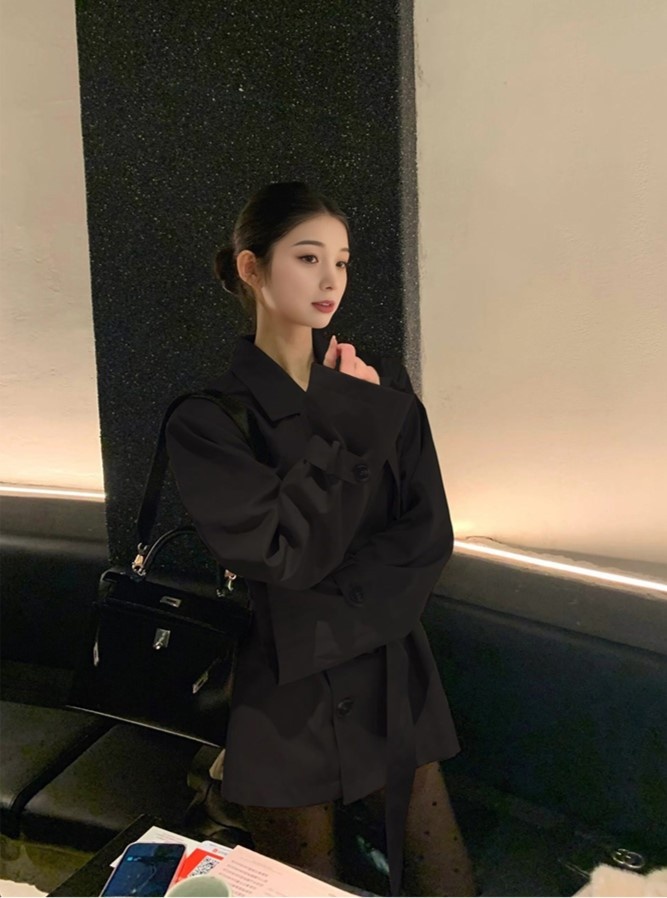 2025 Spring And Autumn New British Style Petite Waist-Cinching Elegant Short Coat For Women Korean High-End Trench Women's Clothing_voghion.com