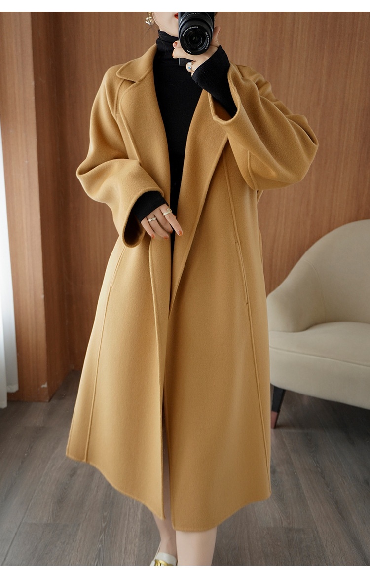 Women's Clothing Double-Sided Cashmere Coat For Women, Mid-Length, Over-The-Knee, Loose Fit, Plus Size Woolen Coat, Autumn Winter_voghion.com
