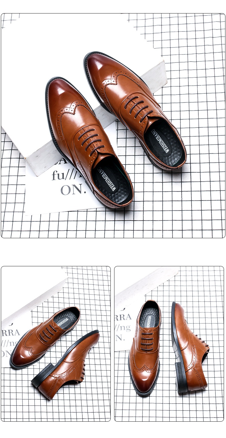 WalkPrime 2024 Novo modelo British Brogue Casual Moderno Respirável e Elegante em Couro com Bico Fino para Negócios Formais_voghion.com