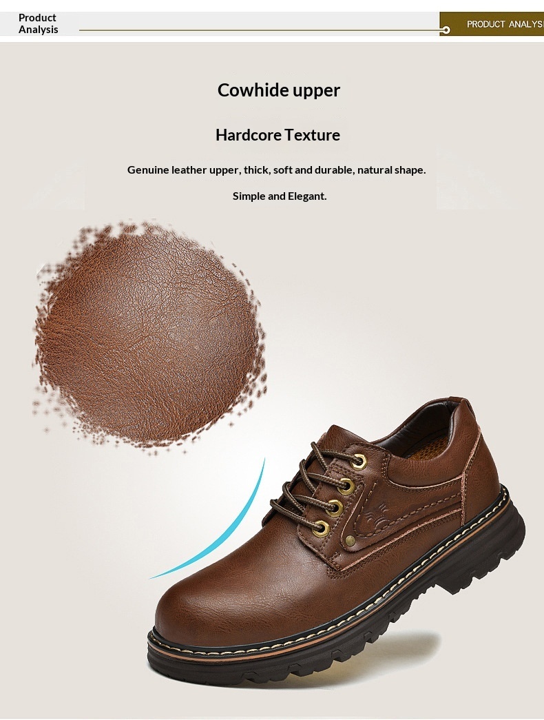 Chaussures de travail d'extérieur WalkPrime en cuir véritable de vachette, transfrontalières européennes et américaines, avec large embout de sécurité, résistantes à l'usure et antidérapantes._voghion.com