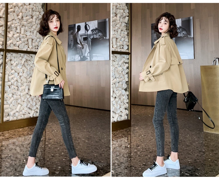 Women's Clothing Elegant Short Trench Coat For Women Korean Style Suit Collar Long Sleeve Top 2024 Spring Autumn New Loose Casual Jacket_voghion.com